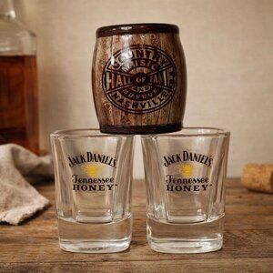 Whiskey Barware Shot Glass Set Jack Daniels Tennessee Honey Country Music Barrel